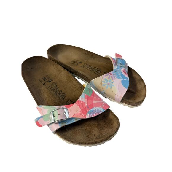Birkenstock Birkis Pastel Floral Slip On Sandal Sz 37/6 GS - Picture 1 of 6